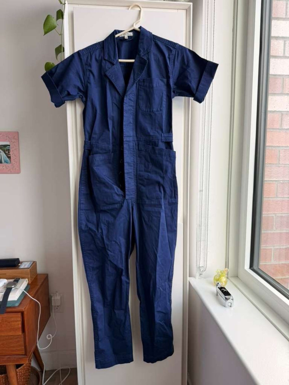 Alex Mill Navy Short-Sleeve Utility Jumpsuit